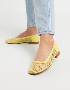 Сетчатые балетки лимонного цвета с квадратным носком ASOS DESIGN-Желтый
