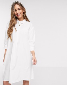 Белое платье-рубашка миди oversized JDY-Белый