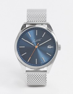 Серебристые часы с сетчатым ремешком и синим циферблатом Lacoste 2011053-Серебряный