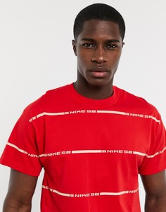 Красная футболка с фирменными полосами Nike SB-Красный