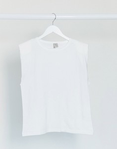 Oversized-футболка без рукавов с подплечниками ASOS DESIGN​​​​​​​-Белый