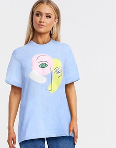 Свободная футболка с абстрактным принтом Daisy Street-Синий