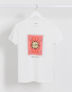 Белая футболка с принтом в виде солнца JDY-Розовый