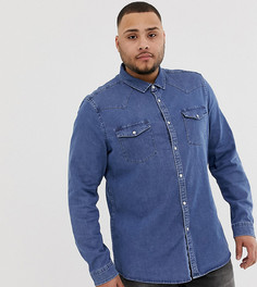 Облегающая эластичная джинсовая рубашка в стиле вестерн ASOS DESIGN Plus-Синий