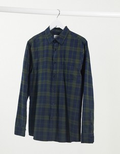 Рубашка в сине-зеленую клетку с длинными рукавами Topman-Мульти
