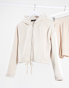 Бежевый худи в стиле casual с полосками The Couture Club