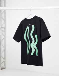 Oversized-футболка с большим принтом на спине ASOS DESIGN-Черный