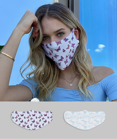 2 маски для лица с принтом бабочек и неба ASOS DESIGN-Мульти