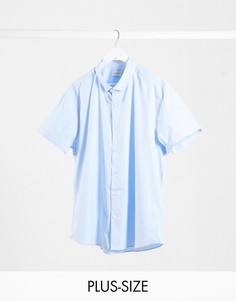 Голубая рубашка с короткими рукавами Topman Big & Tall-Синий