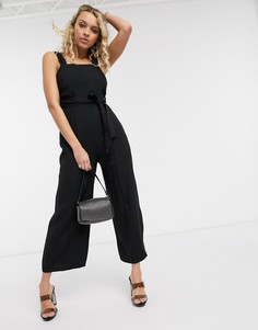 Черный комбинезон с поясом Topshop