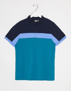 Зеленая футболка-поло колор блок ASOS DESIGN-Зеленый