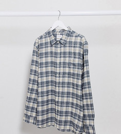 Рубашка с длинными рукавами в коричневую/серую клетку Topman Big & Tall-Коричневый