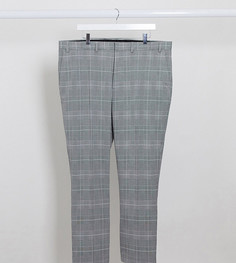 Серые узкие брюки в клетку Burton Menswear Big & Tall-Серый