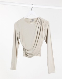 Бежевый топ с драпировкой ASOS DESIGN