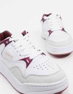 Белые кожаные кроссовки со вставками колор блок Lacoste-Белый