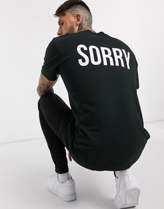 Футболка в стиле oversized с принтом "Sorry" на спине Night Addict-Черный