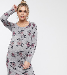 Платье с длинными рукавами и цветочным принтом Mamalicious-Мульти Mama.Licious