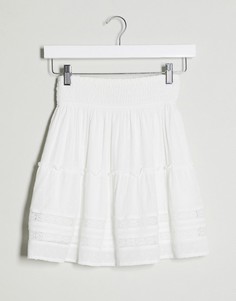Белая мини-юбка с вышивкой ришелье Hollister-Белый