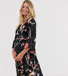 Платье с цветочным принтом Mamalicious Maternity-Черный Junarose