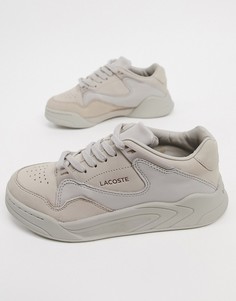 Серые кожаные кроссовки Lacoste-Серый