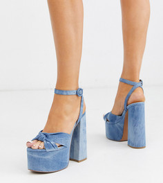 Джинсовые босоножки на платформе для широкой стопы ASOS DESIGN-Коричневый
