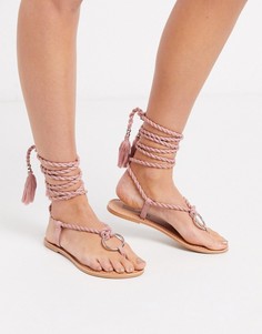 Розовые плетеные сандалии ASOS DESIGN-Розовый
