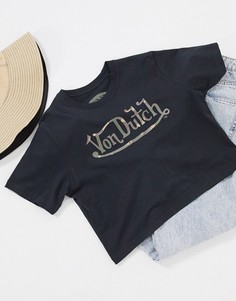 Кроп-топ с камуфляжным логотипом Von Dutch-Черный