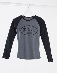 Лонгслив с длинными рукавами реглан и логотипом Von Dutch-Серый