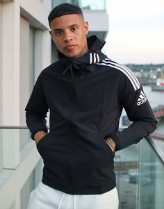 Худи черного цвета на молнии с 3 полосками adidas ZNE-Черный