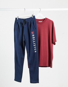 Темно-синие прямые джоггеры с логотипом Hollister-Темно-синий
