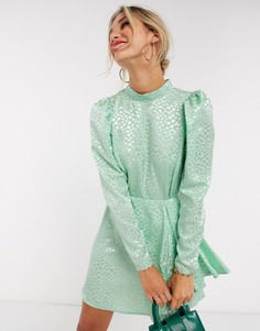 Шалфейно-зеленое жаккардовое платье миди ASOS DESIGN-Зеленый