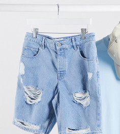 Светлые джинсовые шорты узкого кроя с прорезями ASOS DESIGN Plus-Синий