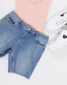 Синие джинсовые шорты скинни с необработанными краями ASOS DESIGN-Синий