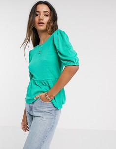 Зеленый топ с баской и шнуровкой на спине Vero Moda