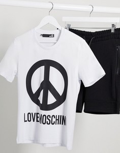 Футболка с принтом логотипа Love Moschino-Белый