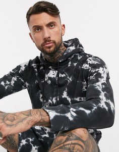 Худи черного цвета с принтом тай-дай и логотипом Armani Exchange-Черный