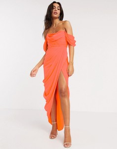 Мягкое драпированное платье-бандо макси ASOS DESIGN-Оранжевый