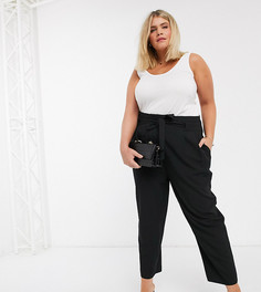 Суженные книзу строгие брюки укороченного кроя с поясом ASOS DESIGN Curve-Черный