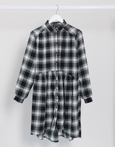 Свободное платье в клетку Monki-Черный