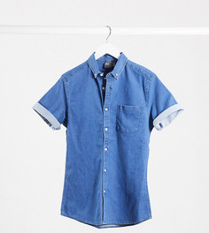 Эластичная джинсовая рубашка зауженного кроя из органического хлопка ASOS DESIGN Tall-Синий