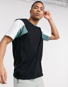 Черная футболка с контрастными рукавами Jack & Jones Core-Черный