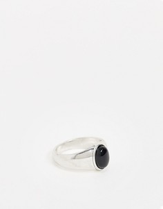 Элегантное кольцо с черным камнем Bolongaro Trevor-Серебряный