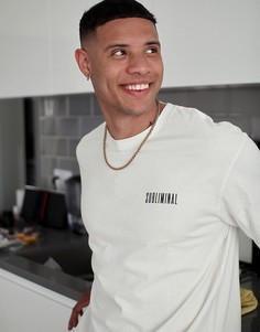 Белая футболка с надписью "Subliminal" Topman-Кремовый