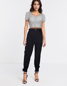 Черные брюки-карго в стиле милитари с ремнем Vero Moda-Черный