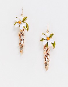 Золотистые серьги с цветочной отделкой ASOS DESIGN-Золотой