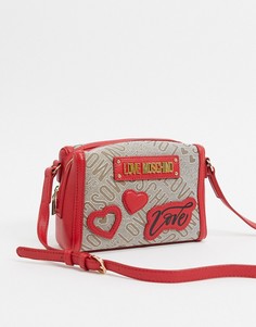 Красная сумка через плечо с нашивками Love Moschino-Красный