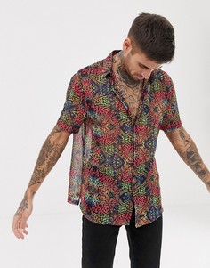 Свободная рубашка с глубоким V-образным вырезом и звериным принтом ASOS DESIGN-Мульти