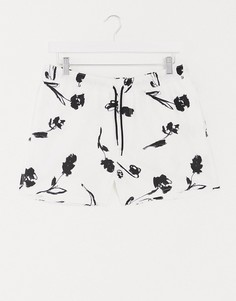 Короткие монохромные шорты для плавания от комплекта с цветочным принтом ASOS DESIGN-Черный