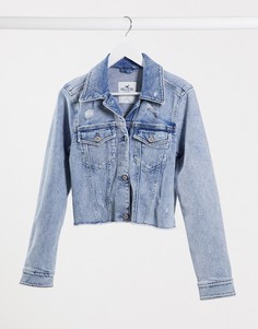 Синяя короткая джинсовая куртка Hollister-Синий