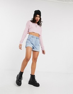 Голубые выбеленные шорты в винтажном стиле Bershka-Синий